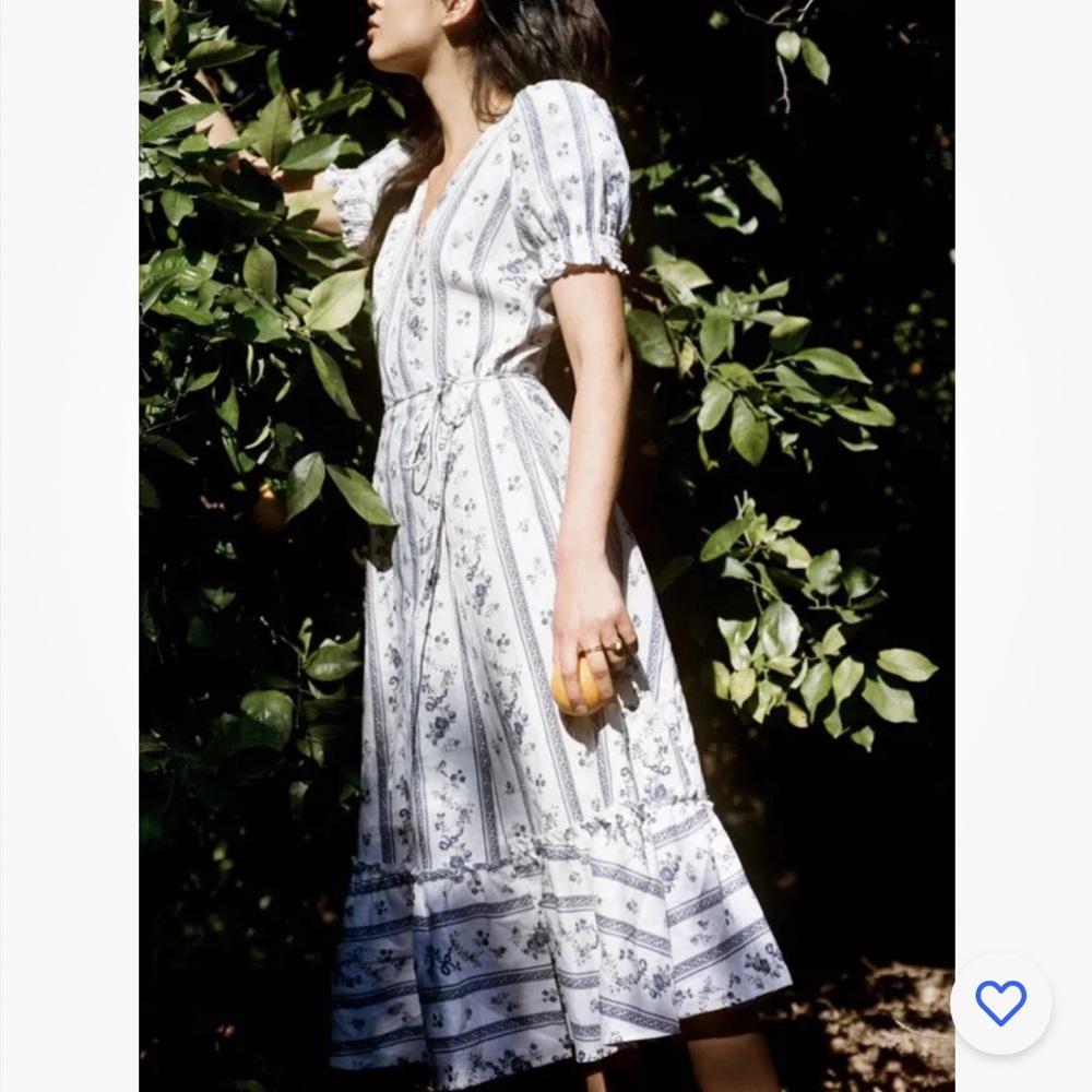 Reformation Veronica Midi Dress LINEN | Size M| Color: Roquefort